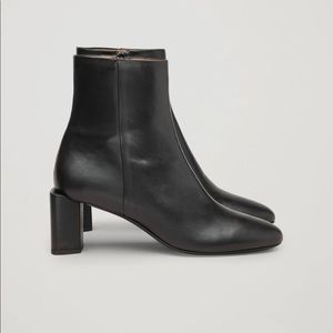 COS Ankle Boot Block Heel, Black Leather, Size 6